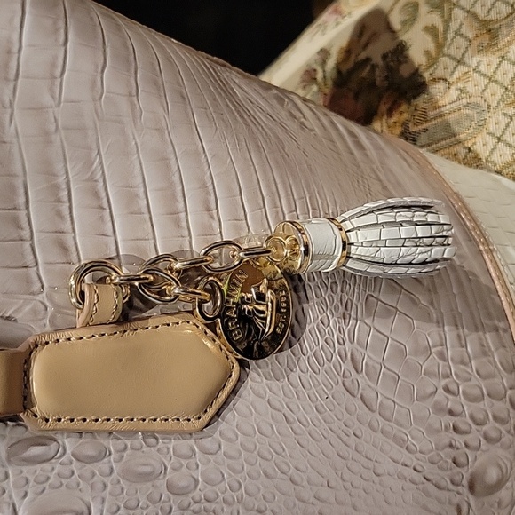 Brahmin Crocodile Embossed Tote - Cream and Tan - Picture 5 of 8
